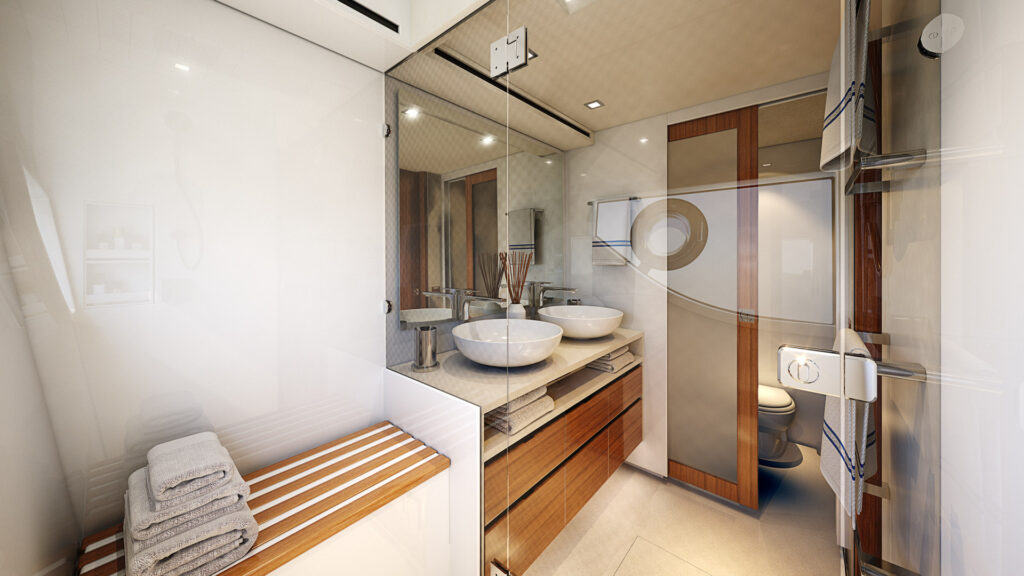 master ensuite onboard the Riviera 78