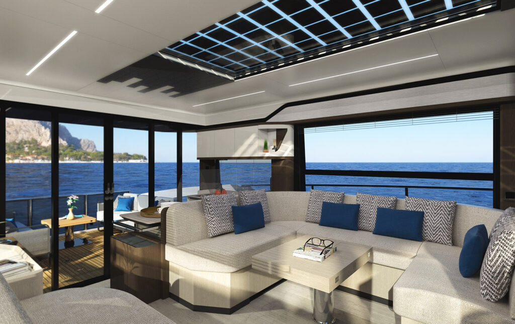 interior living area onboard the absolute 48 coupe