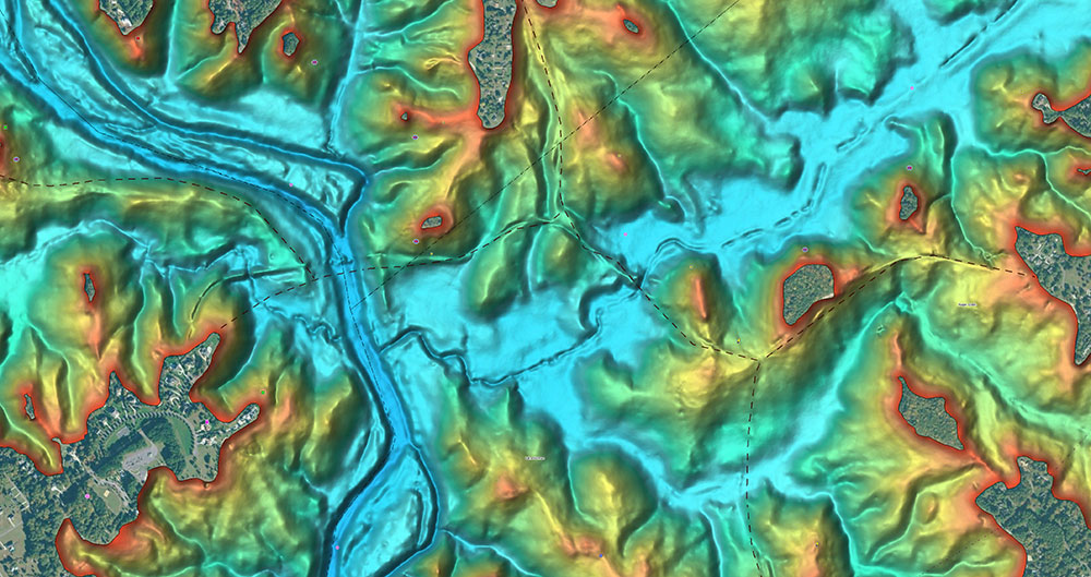 close up of shaded relief feature on C-MAP