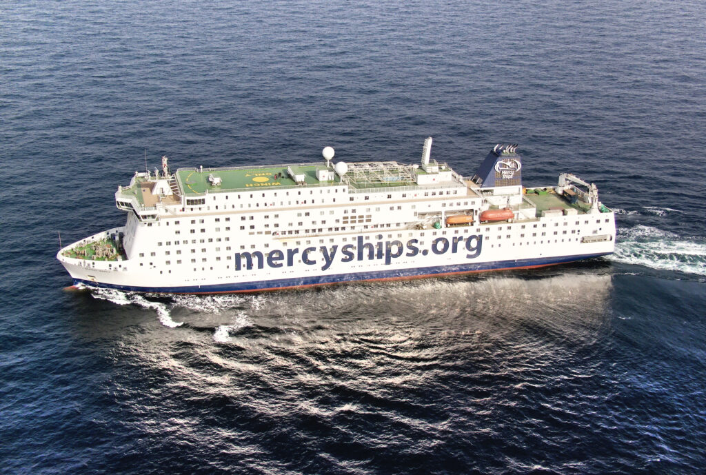 shot of the Global Mercy hospital ship