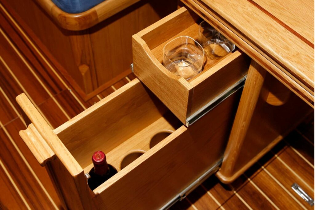 close up of drawer unit inside Rustler 41