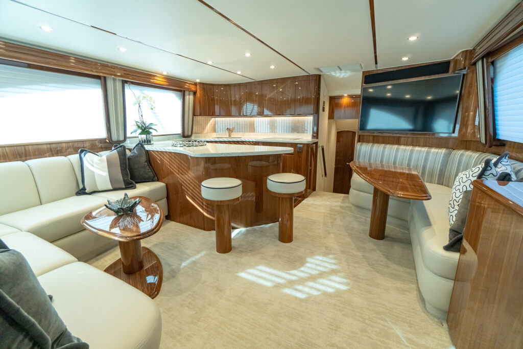 lounge area onboard Viking 54C