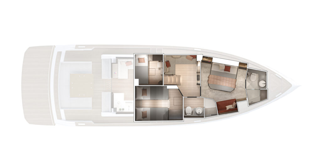 Pardo GT52 lower deck plan view