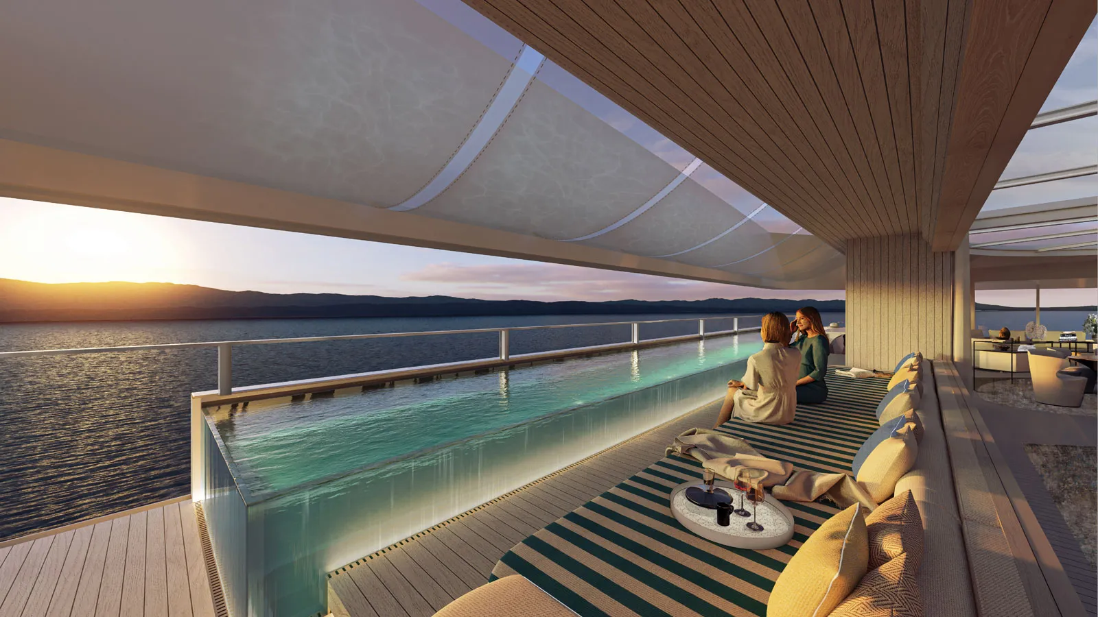 private pool area onboard residential ship Njord