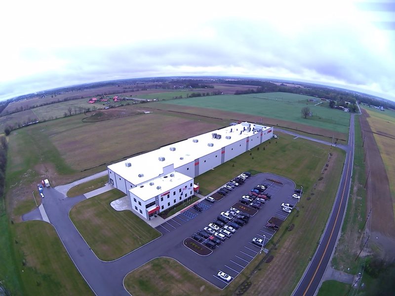 aerial drone shot of the new Yamaha production facility