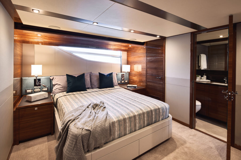 master suite onboard the CL Yachts CLA76