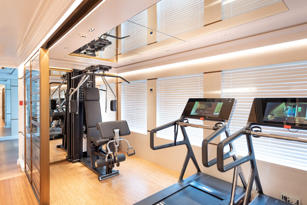 Gym onboard Fifty Five motor yacht