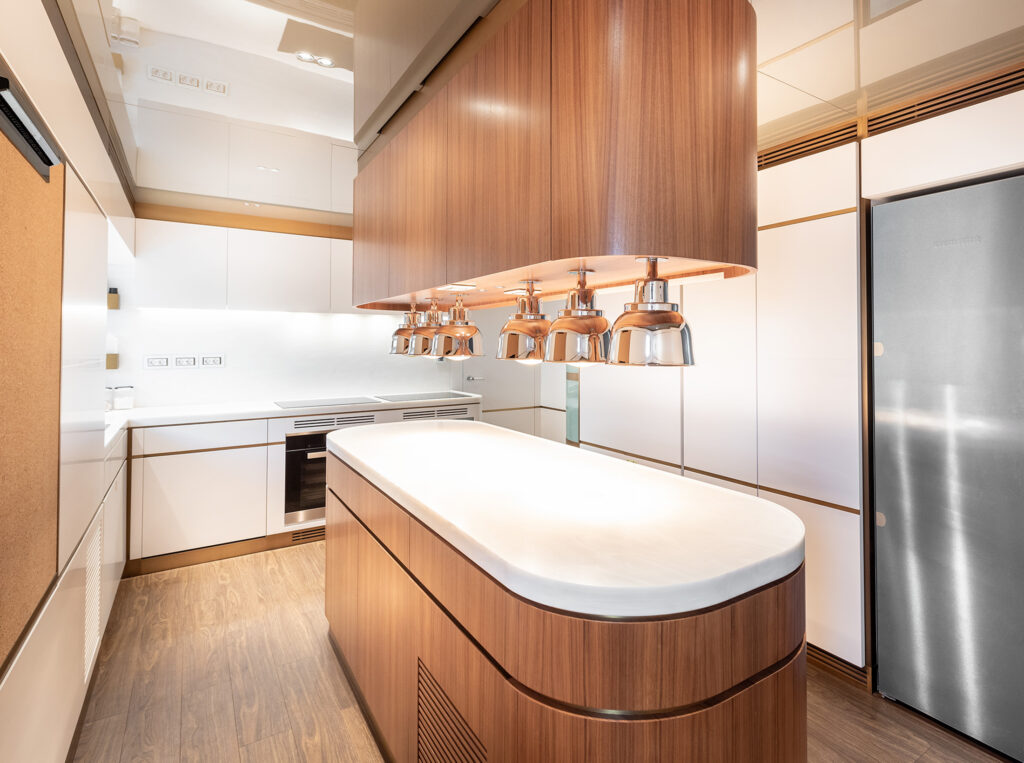Kitchen onboard Fifty Five motor yacht