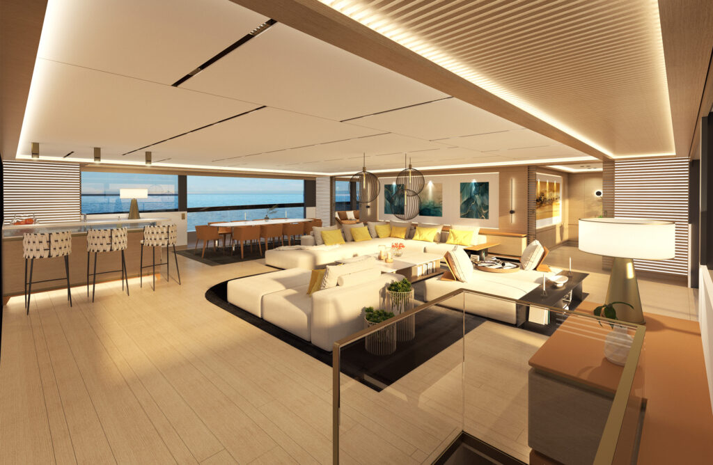 ISA Yachts Zeffiro indoor area