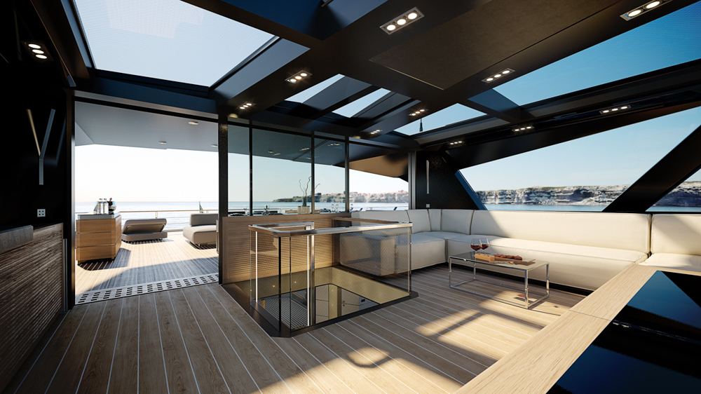 Wally WHY200 interior upper deck render