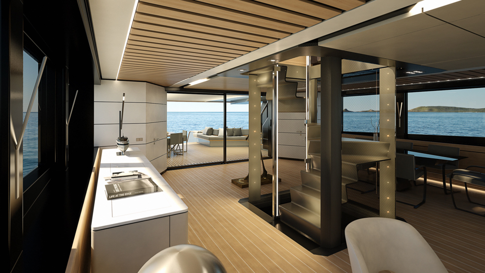Wally WHY200 interior lower deck render