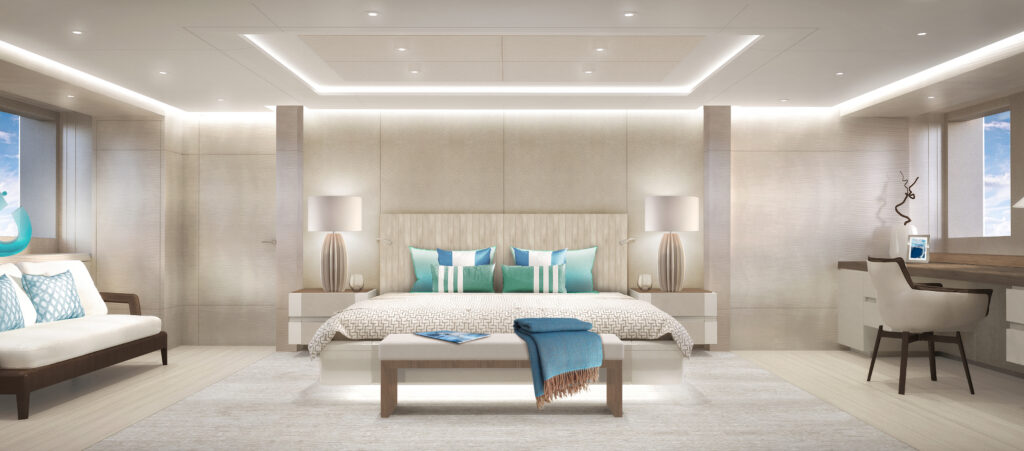 Master stateroom onboard Aura by Heesen