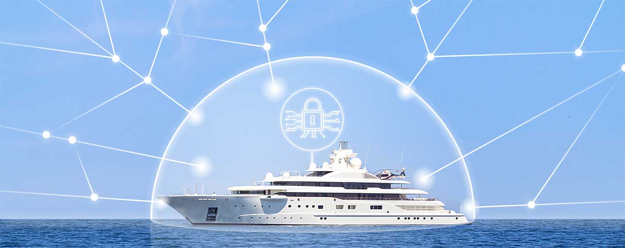 Yacht with security graphic overlayed