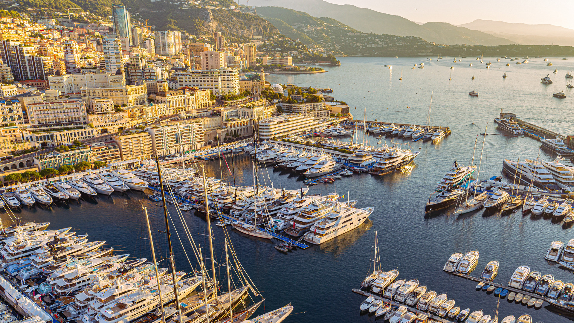 Close up of harbour at Monaco Yacht Show 2021