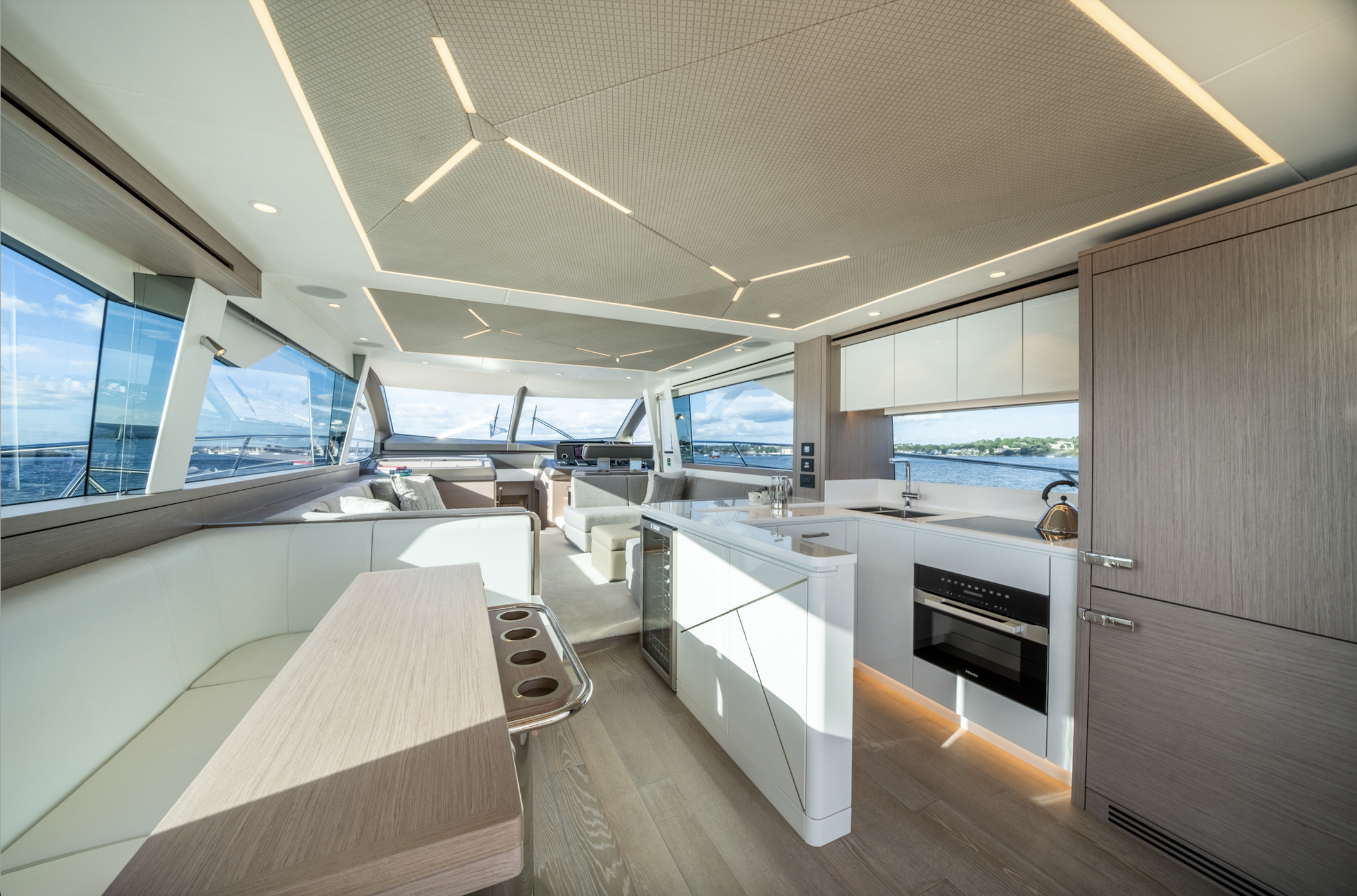 Galley angle onboard Sunseeker Manahattan 68 Pacific