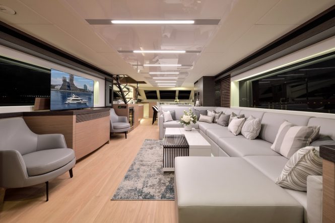 Interior space onboard Horizon Yachts E81 Valiant