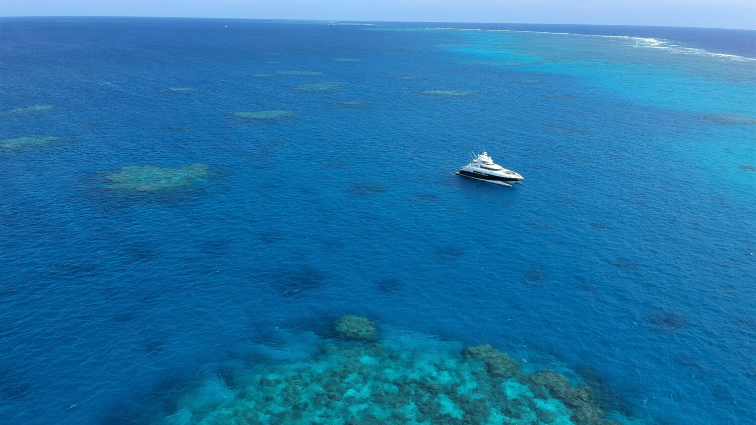 Boat anchored on the Great Barrier Reef