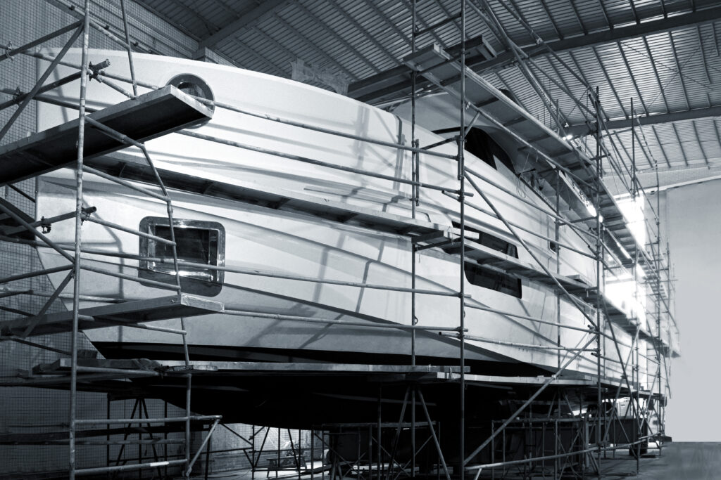 CL Yachts CLX96 under construction front angle