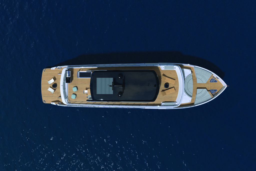 CL Yachts CLX96 aerial render