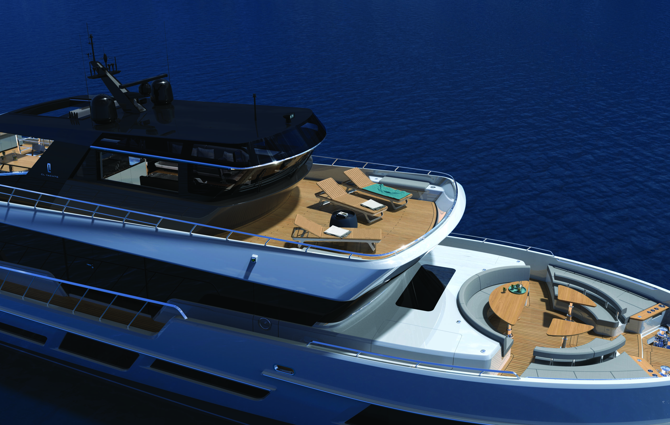 CL Yachts CLX96 top deck render