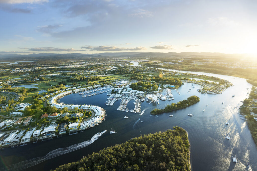 Aerial shot of Sanctuary Cove International Boat Show