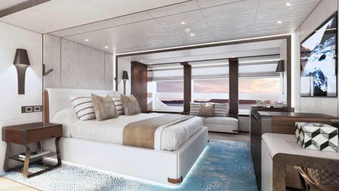 master stateroom onboard Heesen luxury yacht Book Ends