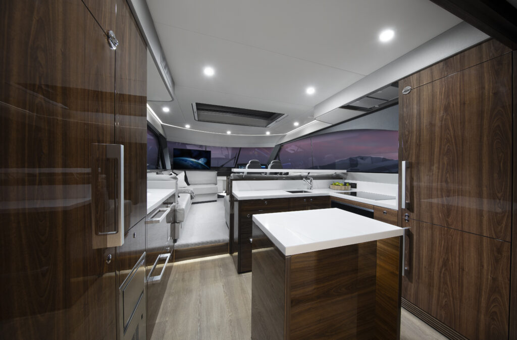 Galley onboard Maritimo S60
