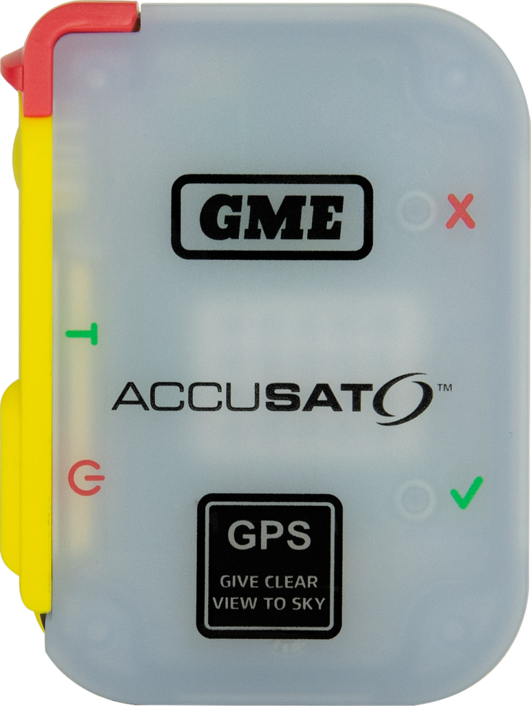 Product shot for the GME MT610G Personal Locator Beacon front angle