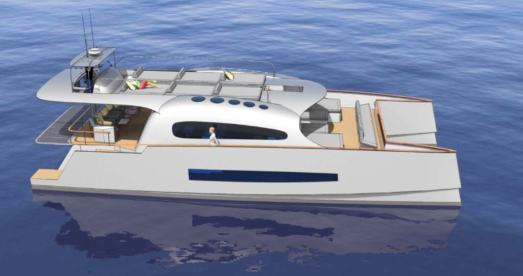 Hydrogen fuelled luxury yacht render side profile