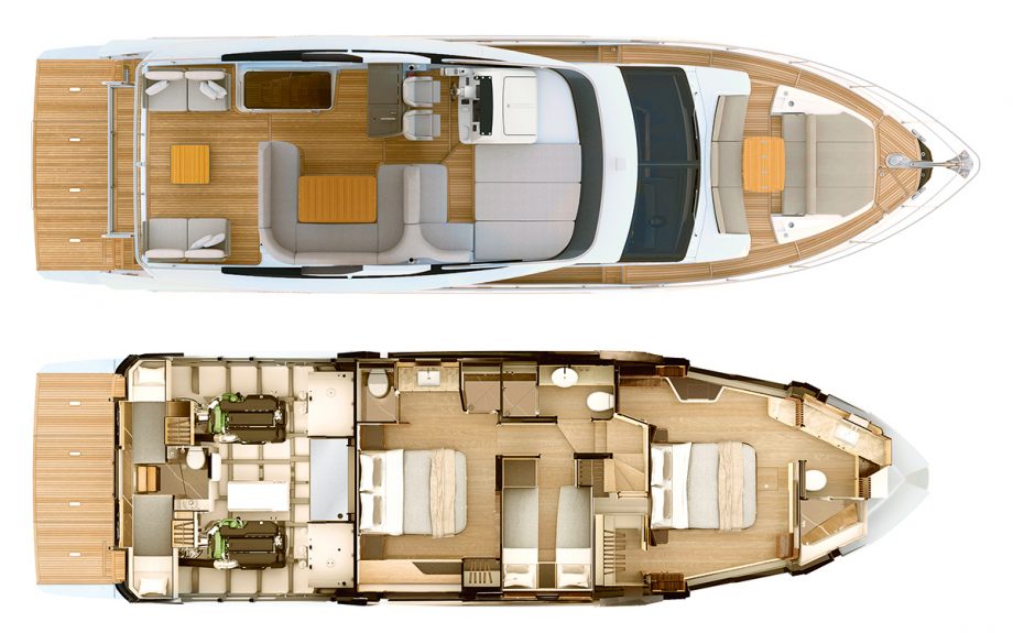 Interior and exterior plans for Absolute 56 FLY