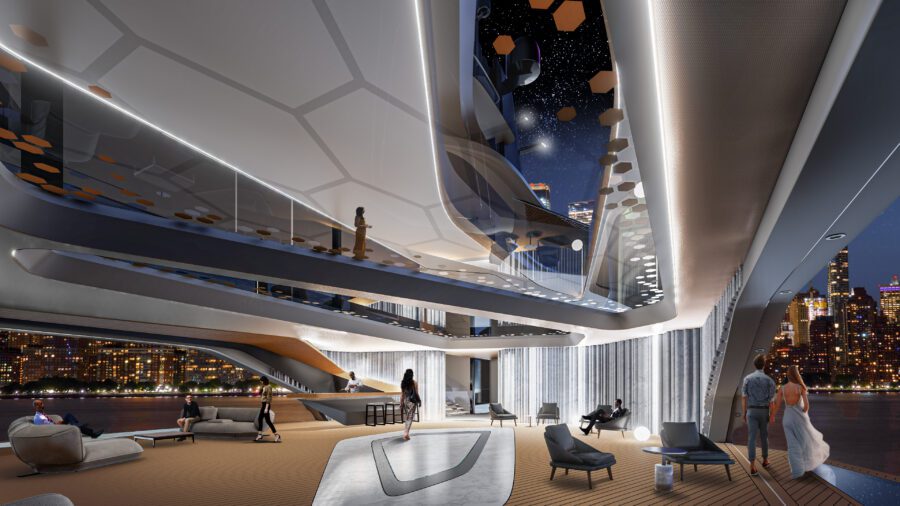 Piazza at night onboard project KAIROS from OceanCo