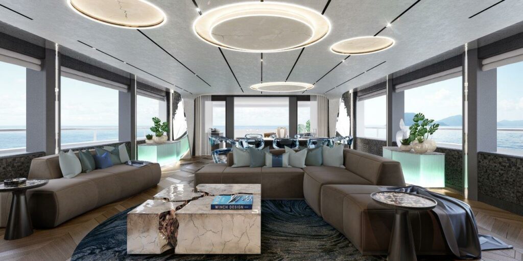 Winch Design's project Moonlight's main deck lounge