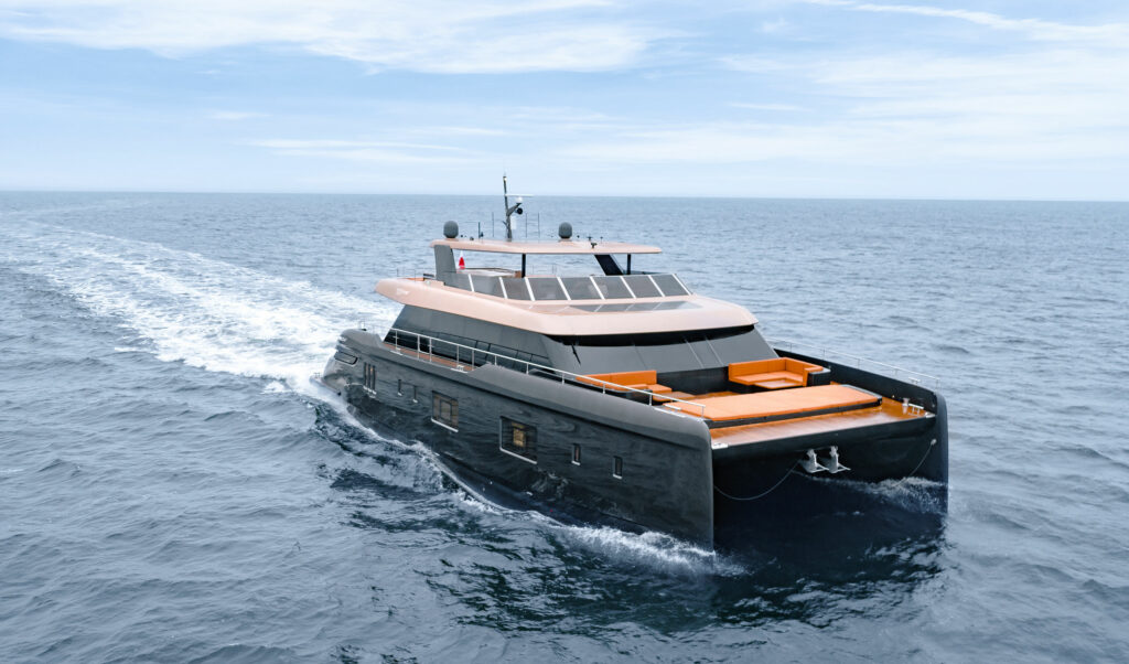 Sunreef 100 Power motor yacht cruisisng forwards
