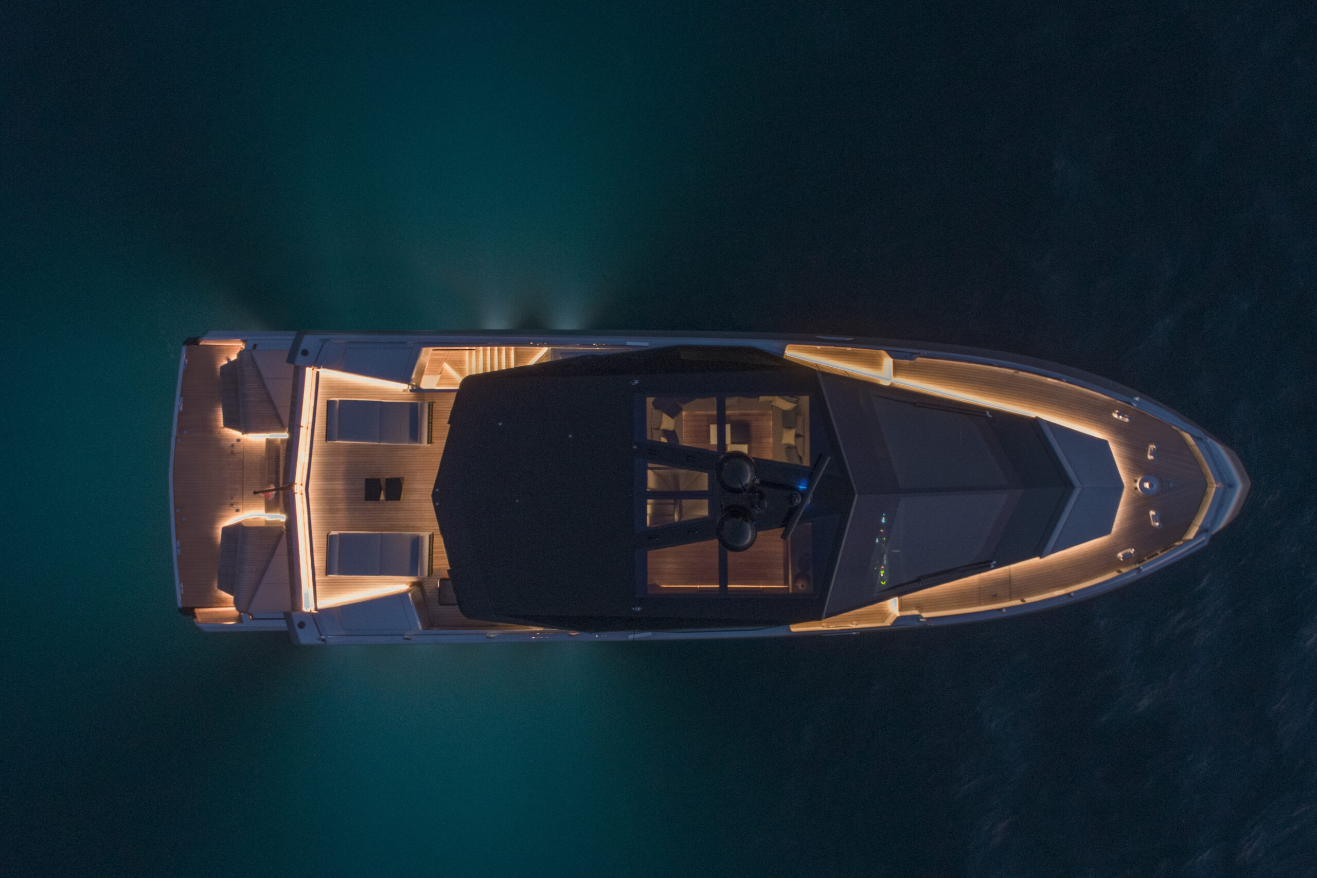 Wally Yachts WHY200 aerial shot at night