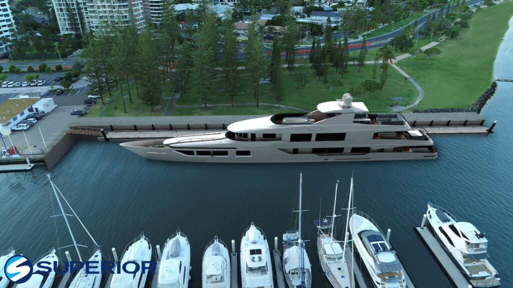 close up render of Superyacht berth on the Gold Coast