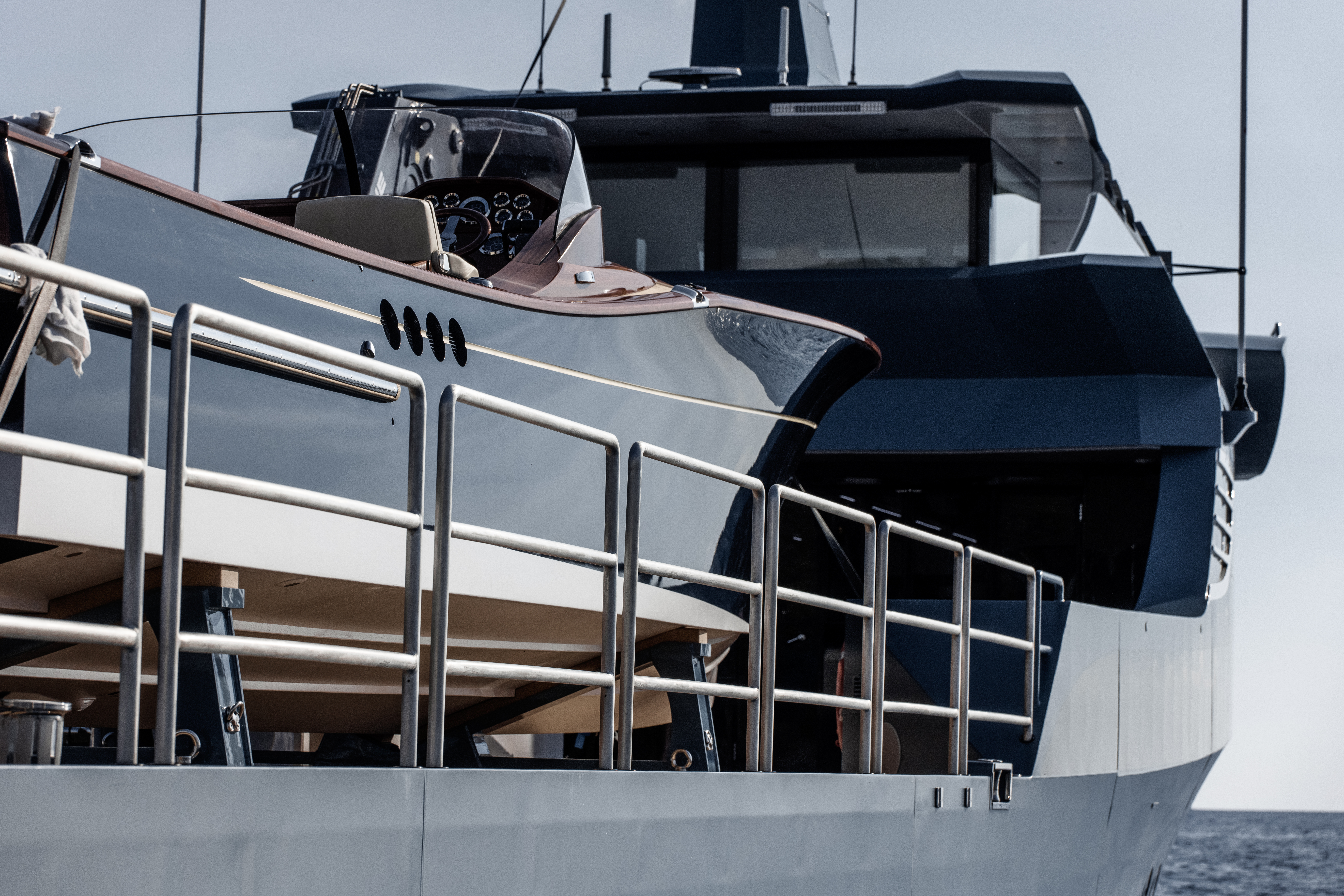 Alia Yachts PHI Phantom chase boat rear section looking forward