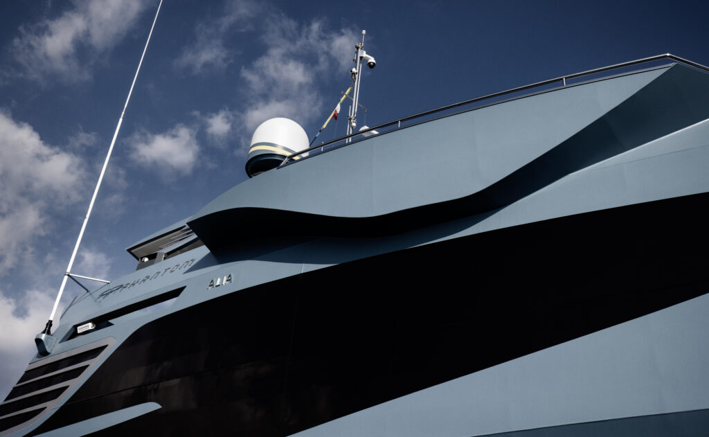 Alia Yachts PHI Phantom chase boat front detailing close up