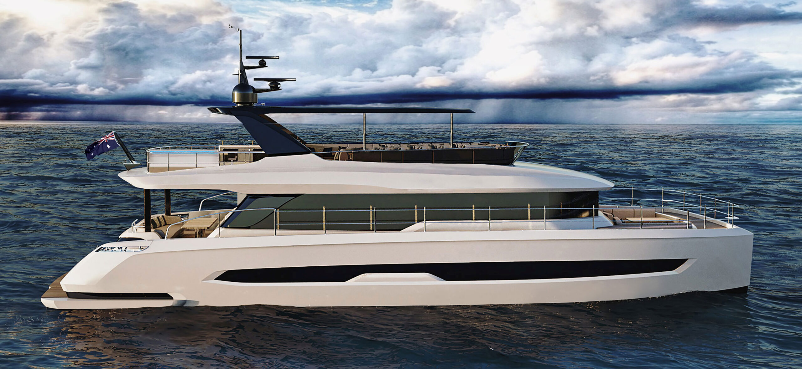 Heysea Yachts power catamaran side profile