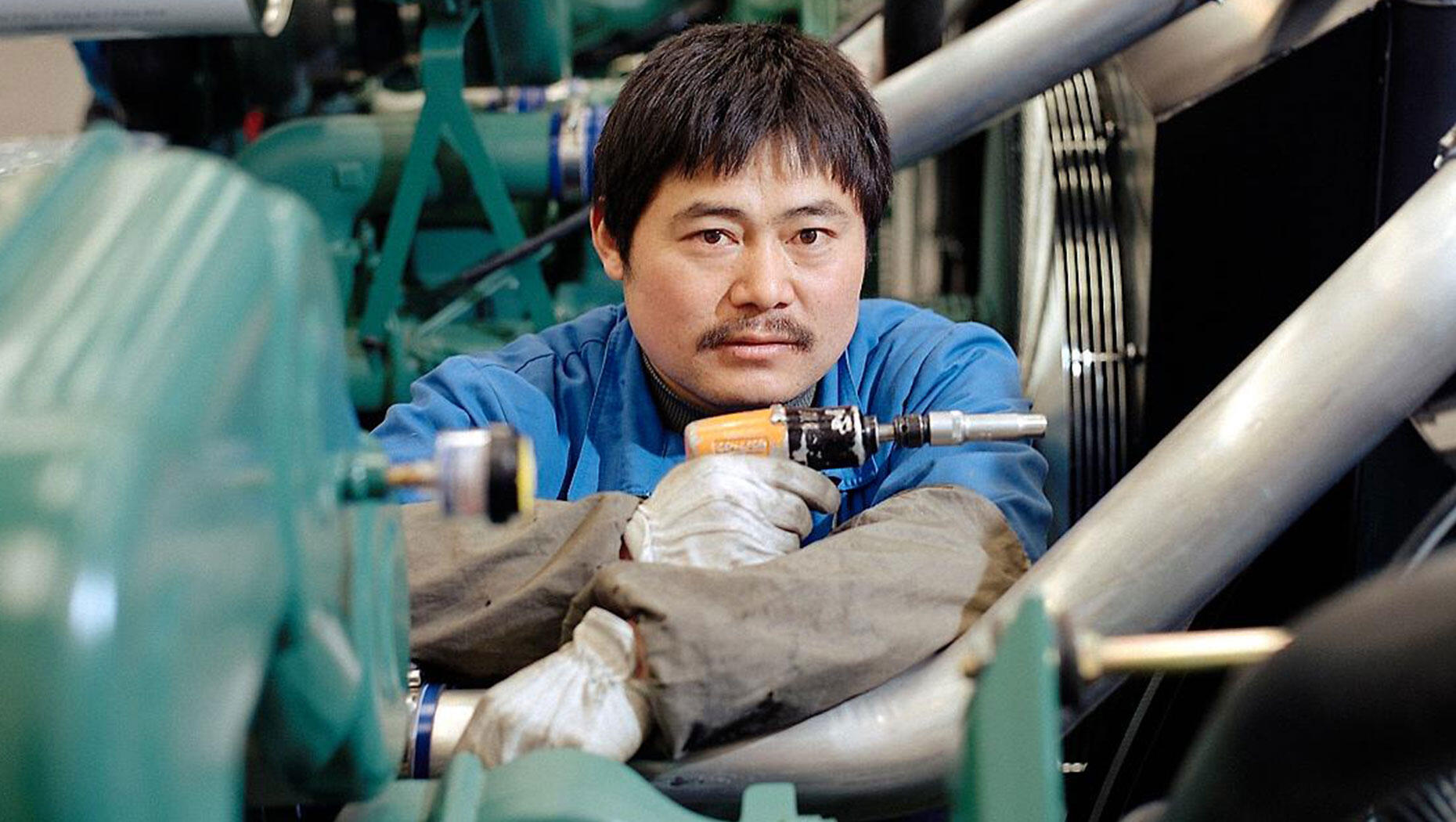 Man working at Volvo Penta plant