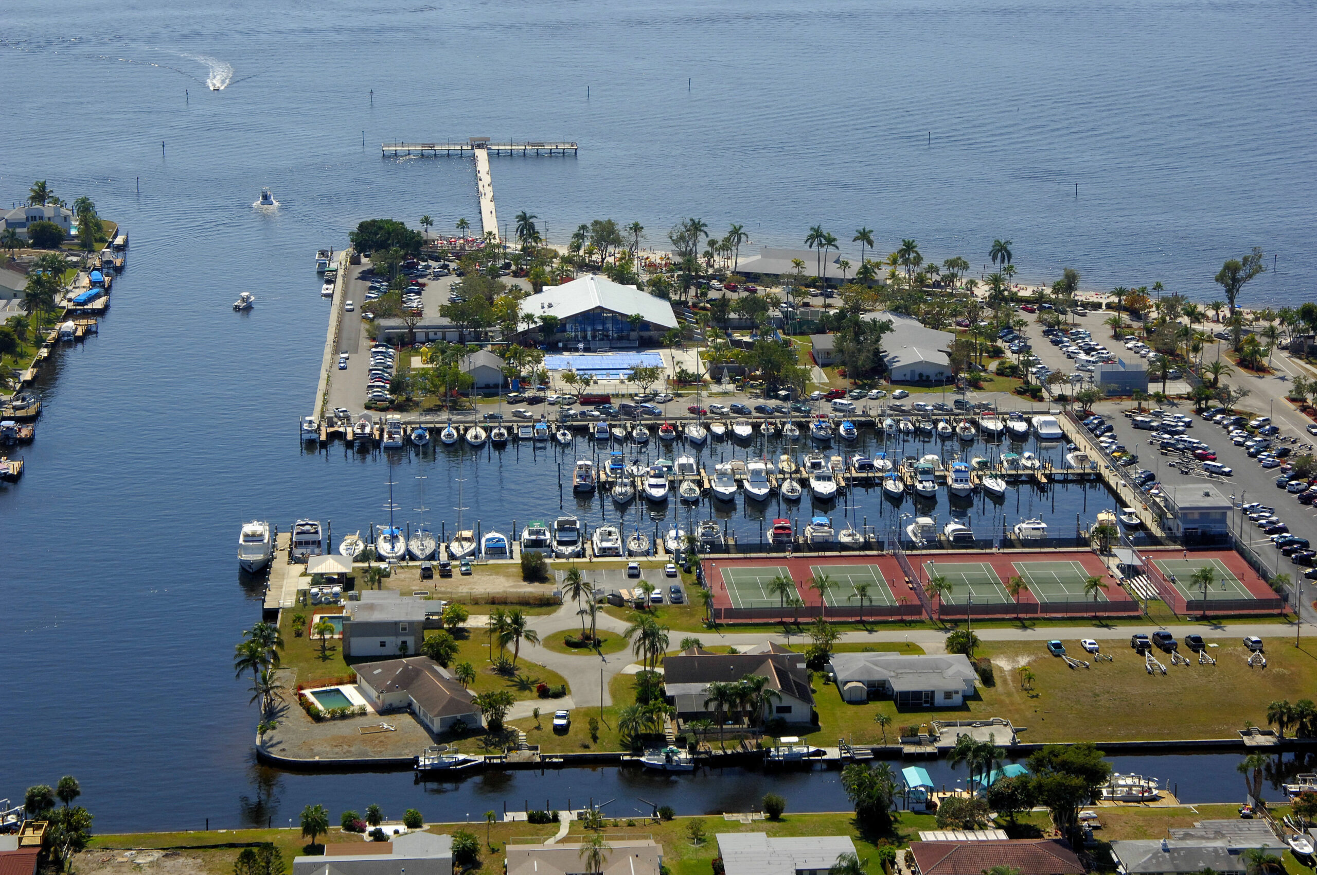 Aerial shot of Cape Coral Yacht Club Florida