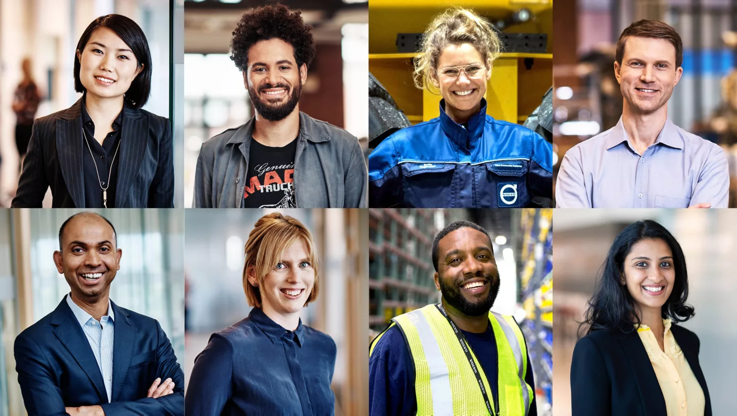 photo of 8 different Volvo Penta employees in an effort to promote diversity