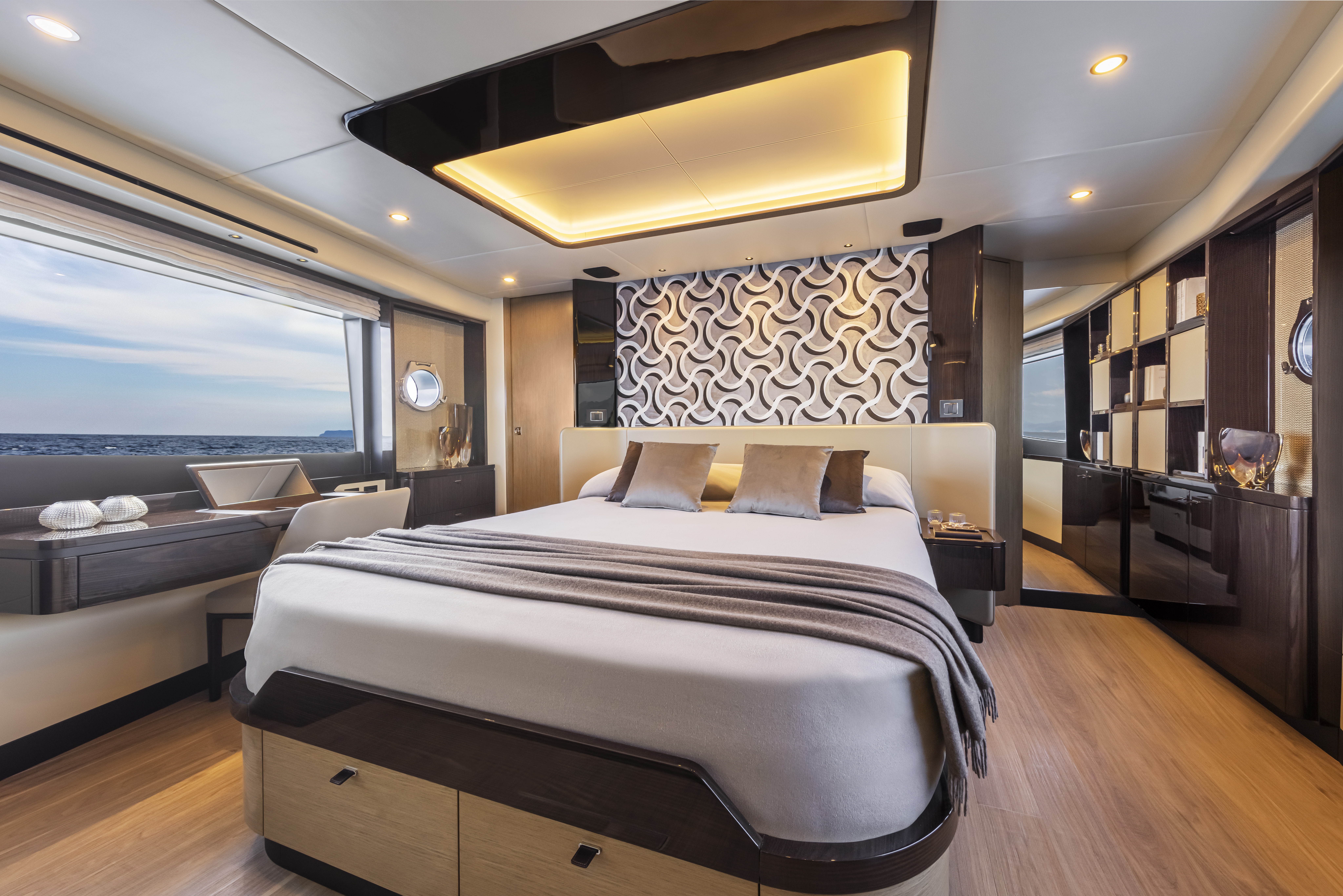 Master stateroom onboard the Absolute 60 FLY