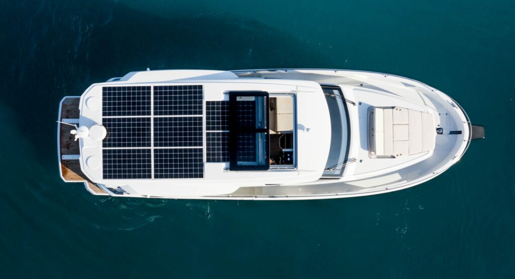 Aerial shot of Greenline Yachts vessel