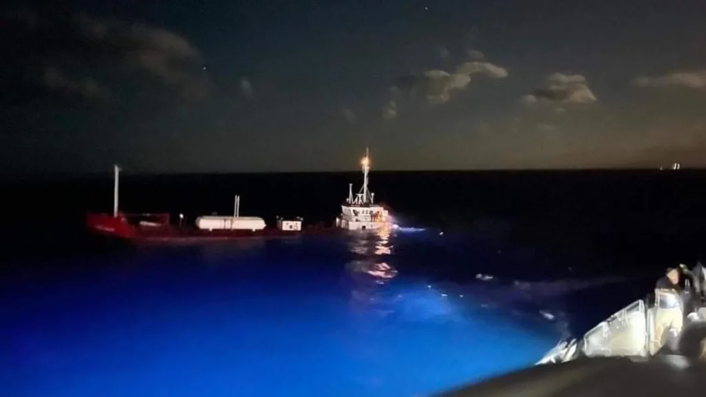 shot of superyacht colliding with tanker in the Bahamas