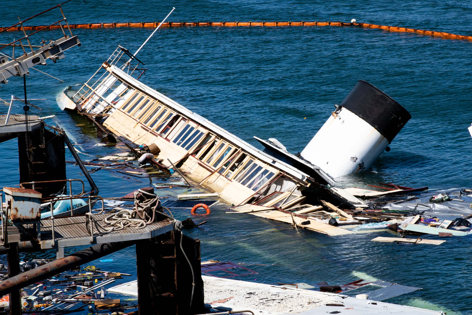 Former Manly Ferry Baragoola sinking in Sydney Harbour