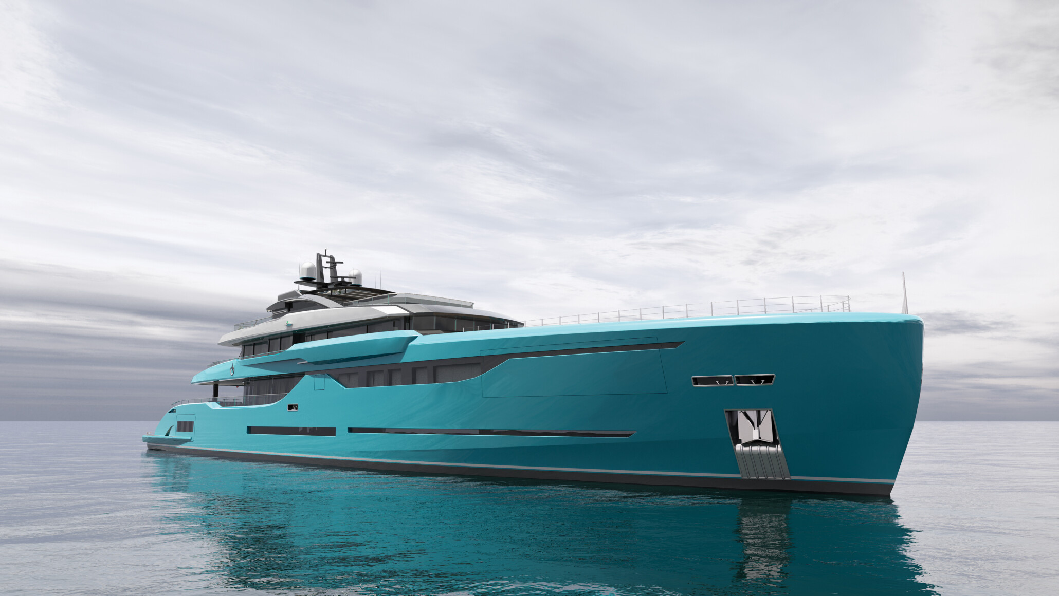 Turquoise Yachts Project Neptune front angle anchored