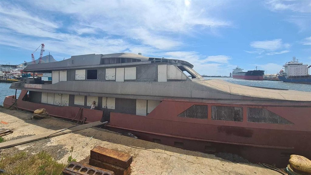 wide angle of the abandoned vessel in Cape Town