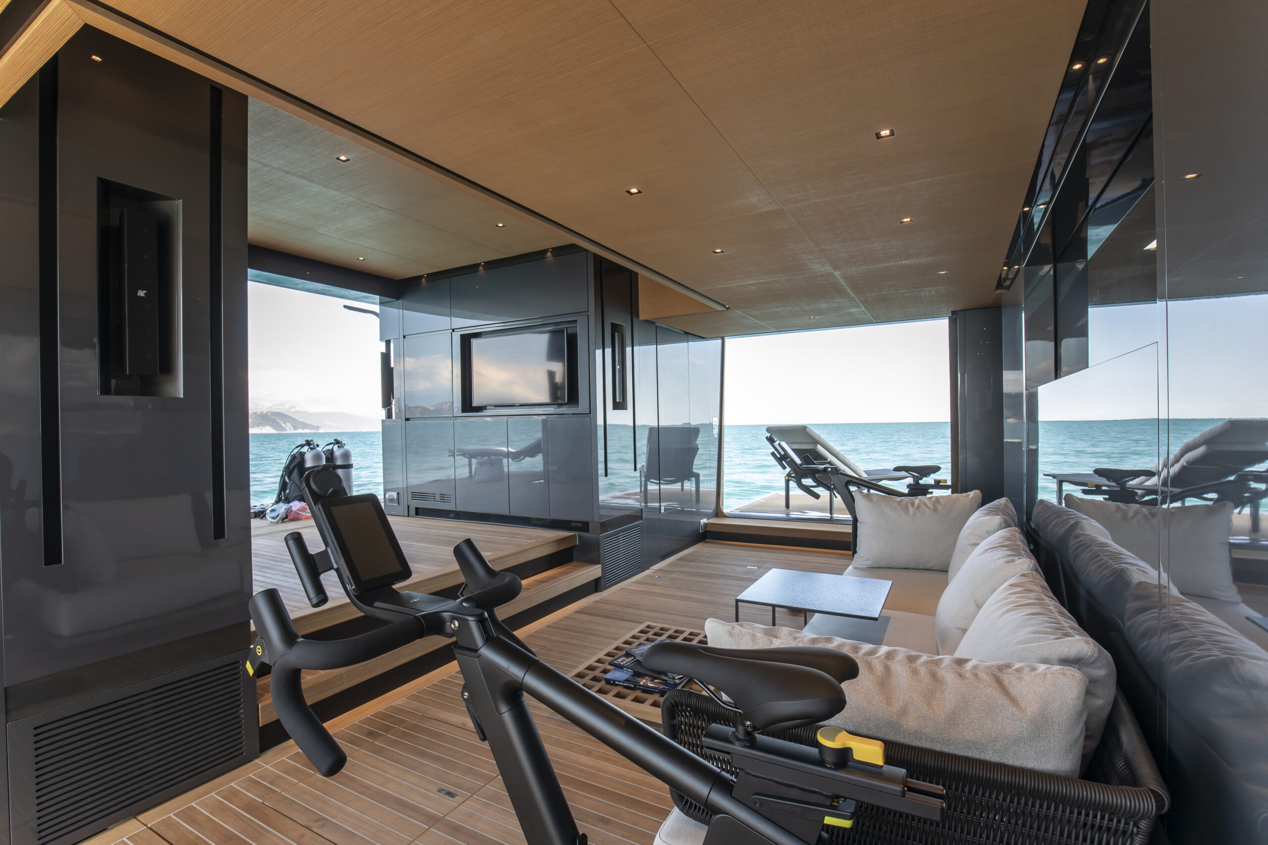 deck gym space onboard Baglietto MY Panam