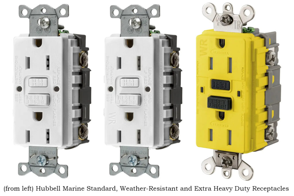 Product shot of the Hubbell Marine GFCI receptacle