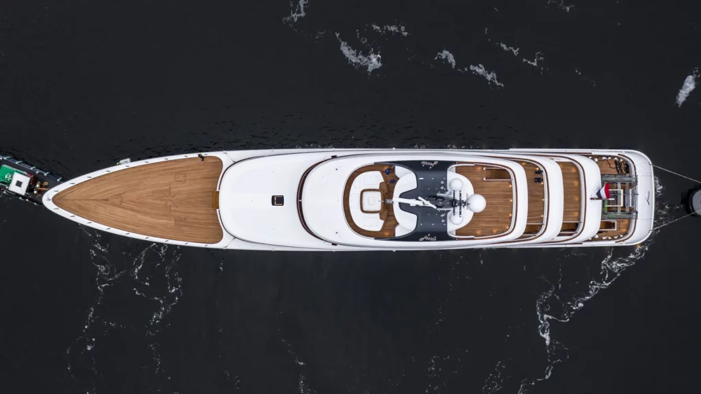 Aerial shot of Feadship yacht Juice